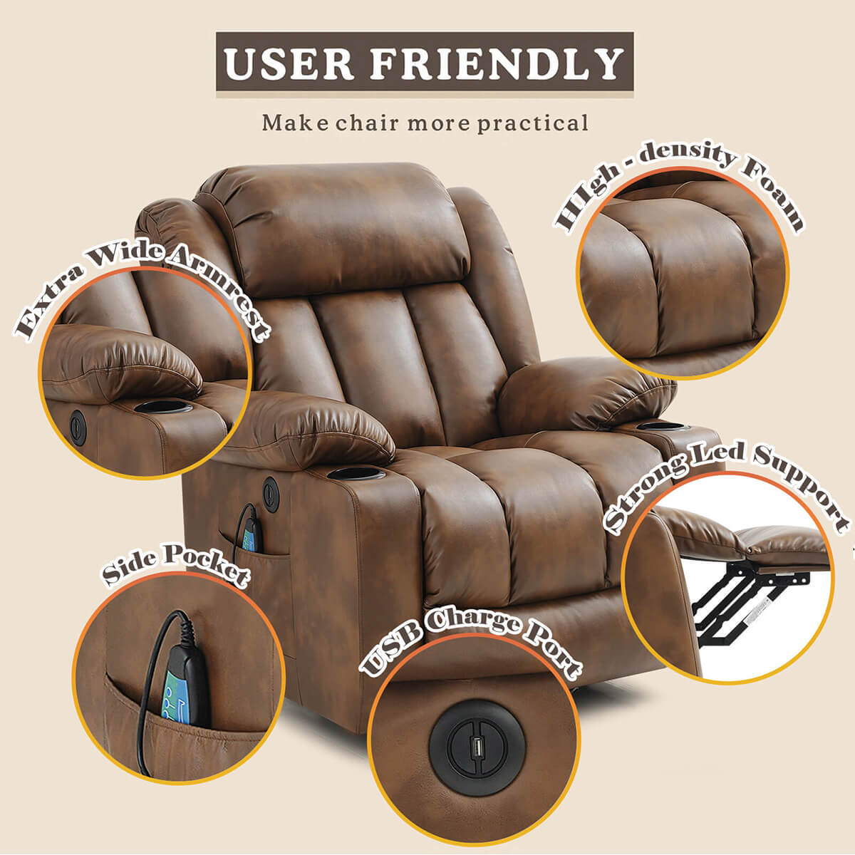 soulout light brown power lift recliner chair